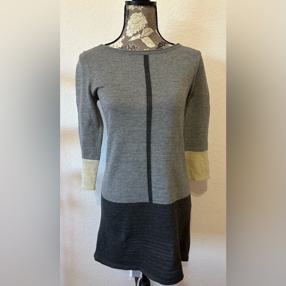THML Knit Striped Sweater Dress in Grey & Black - Size XS